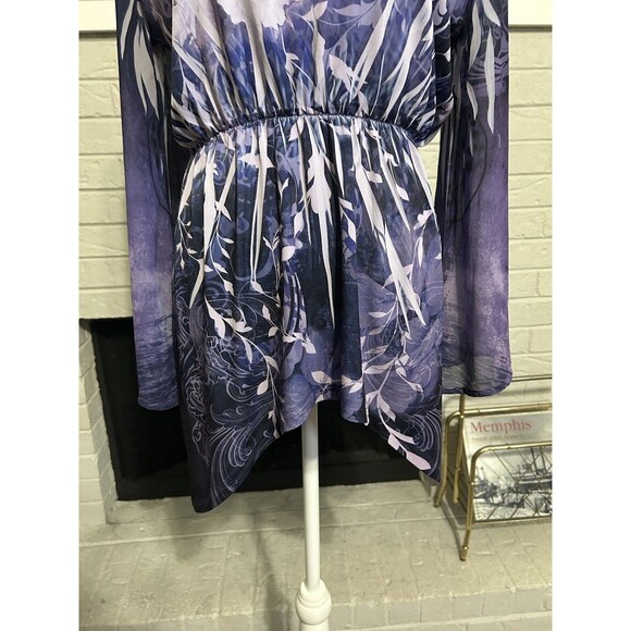 Vtg Y2K Small Fairy Boho Top Women Flair Sleeve Asymmetrical Hippie Whimsical - Picture 3 of 6